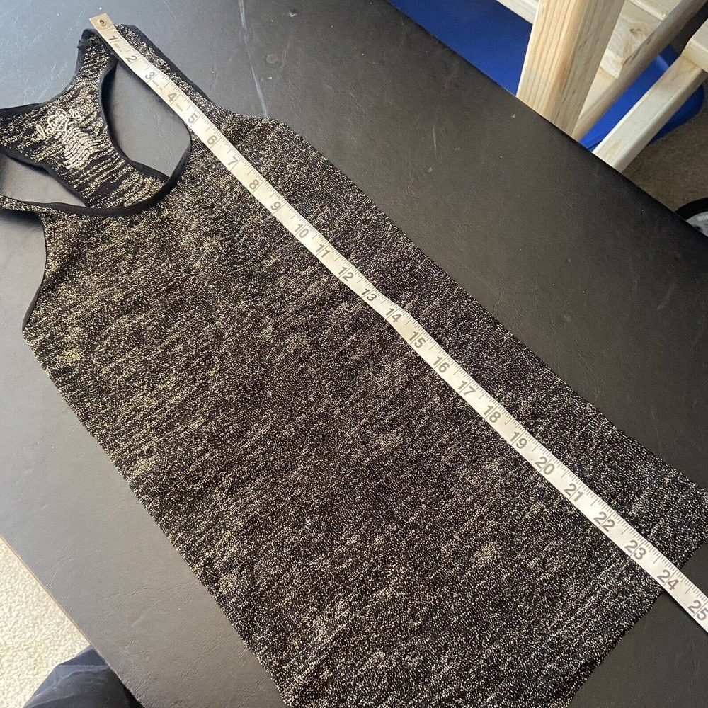 Intimately Free People XS/S Stretch Knit Racerback Tank Top Black Gold Metallic - Picture 5 of 6